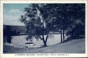 Pawling New York NY Holiday Hills YMCA Lake Scene Vintage Postcard
