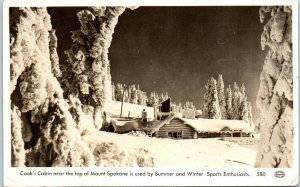 1950 Cook's Cabin Mount Spokane Washington Real Photo Postcard