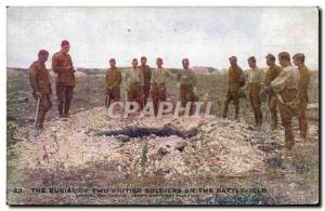 Old Postcard The burial Army of Two British Soldiers on the battlefield