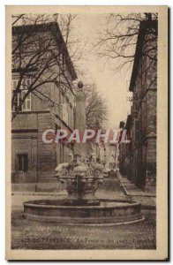 Old Postcard Aix en Provence La Fontaine des Quatre Dauphins