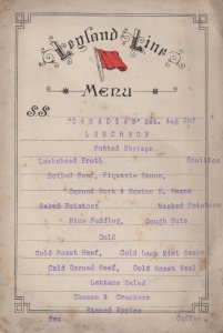 SS Canadian Antique Leyland Lines Ship Menu