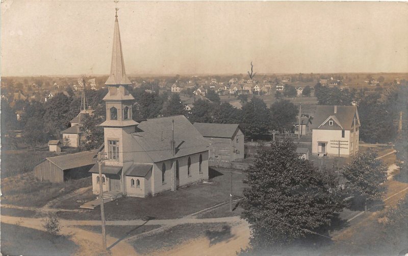 G97/ Grandville Michigan RPPC Postcard 1909 Church Building Homes 3 