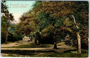 c1910s Sutton Coldfield, England Postcard Nut Hurst Park Path Rustic Gate A376