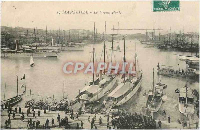 Old Postcard Marseille The Old Port Yacht