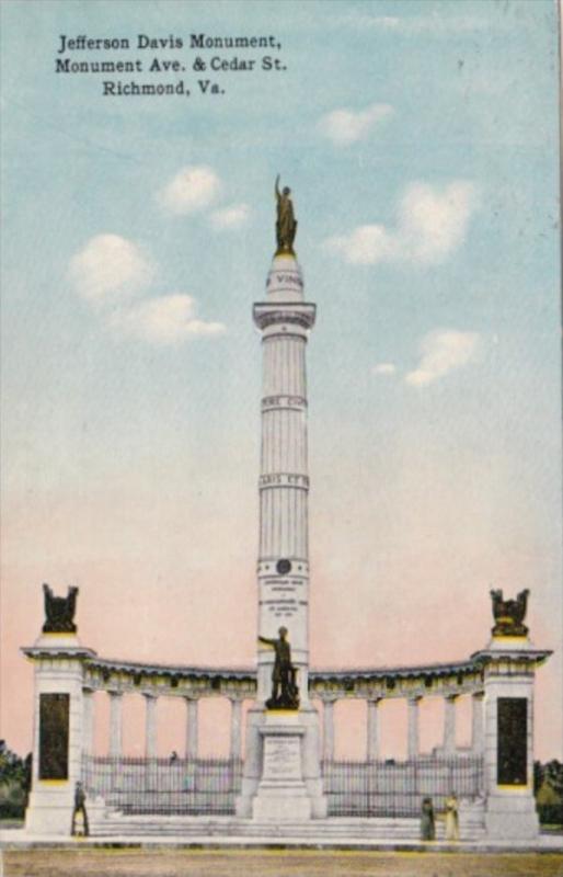 Virginia Richmond Jefferson Davis Monument Monument Avenue & Cedar Street 1914