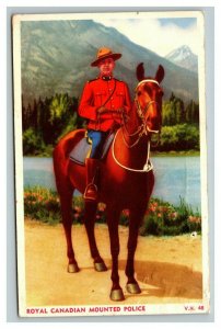 Vintage 1956 Postcard Royal Canadian Mounted Police - With Horse Canada