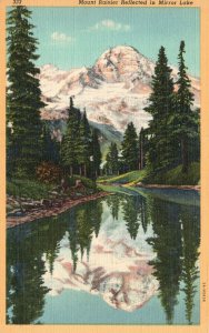 Vintage Postcard Mount Rainier Reflected In Mirror Lake Washington Adams News