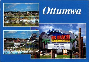 Ottumwa, IA Iowa  THE BEACH WATER PARK  Pools~Slides  4X6 Advertising Postcard