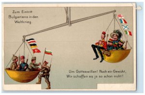 c1940's On Bulgaria's Entry in WW1 Germany Balance Scales Soldier Mail Postcard