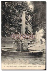 Old Postcard Aix en Provence Fountain of the Dolphins 4 Lycee Mignet