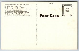 State Map~Kansas Multi-View~State Capitol Topeka~Newton~Wichita~Iola~Vintage PC