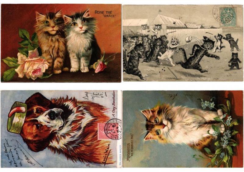 CATS CHATS KATZEN ILLUSTRATEUR ARTIST SIGNED Incl. LOUIS WAIN, BOULANGER 30 CPA 