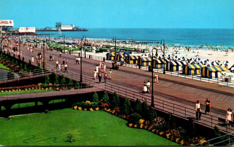 New Jersey Atlantic City View Of Boardwalk Beach and Ocean