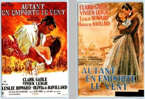 2 Postcards GONE WITH THE WIND Repro Movie Posters FRENCH Version 4x6