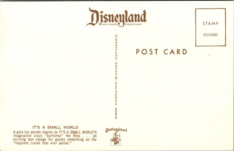 It's A Small World Disneyland CA Postcard PC60