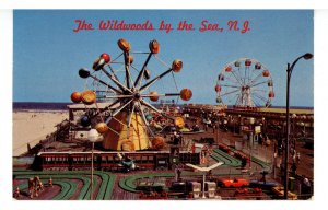 NJ - Wildwood-By-The-Sea. Marine Pier, Ferris Wheel, Amusements 