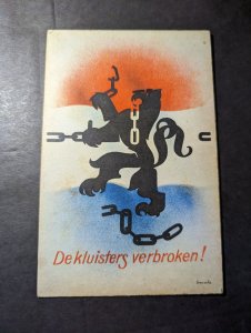 Mint Netherlands WWII Liberation Patriotic Postcard The Shackles Broken