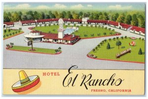 c1940's View Of Hotel El Rancho Fresno California CA Unposted Vintage Postcard