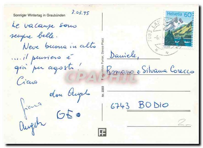 Postcard Modern Sonniger Wintertag in Graubunden