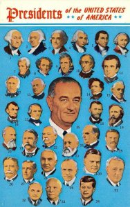 PRESIDENTS Of The UNITED STATES  Images Of 1~35  ca1960's  Chrome Postcard