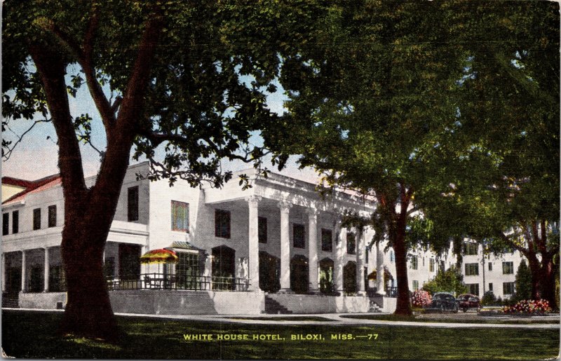 Biloxi MS White House Hotel Postcard unused 1930s/40s (6460)