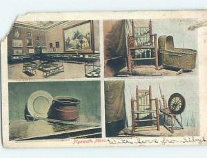 Pre-1907 FOUR VIEWS ON ONE POSTCARD Plymouth Massachusetts MA hp9254