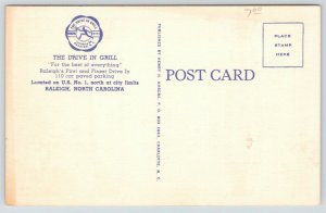Raleigh NC Art Deco Drive-In Grill~Inside~Bar Stools~Checkered Floor~Linen 1940s
