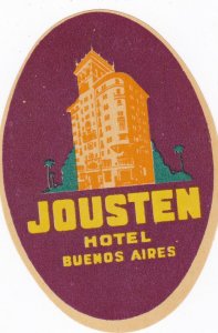 Argentina Bunos Aires Jousten Hotel Vintage Luggage Label sk2481