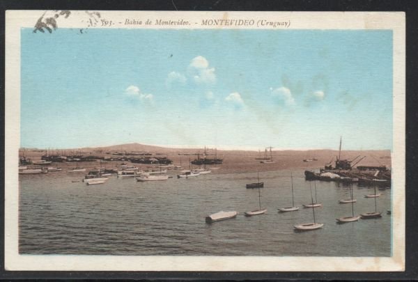 colour PC Boats Montevideo, Uruguay 1931 no stamp