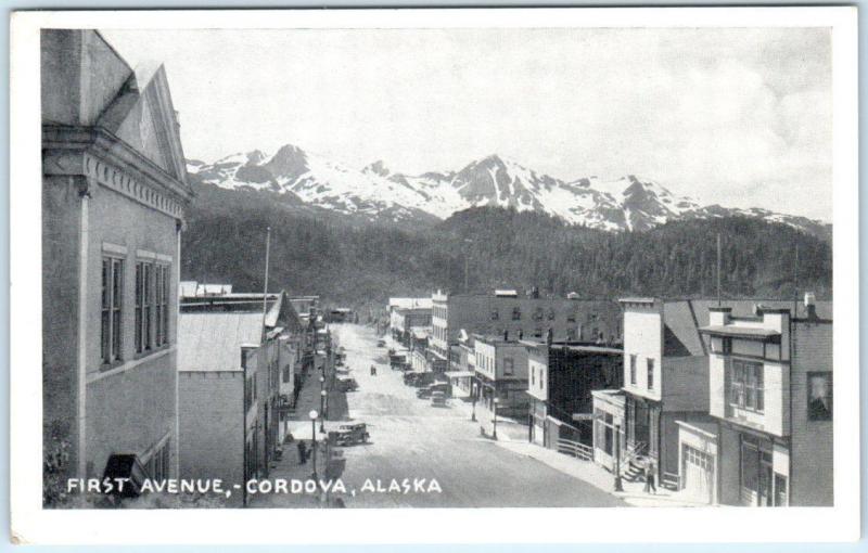 CORDOVA, Alaska  AK    Birdseye FIRST AVENUE Street Scene  ca 1920s    Postcard