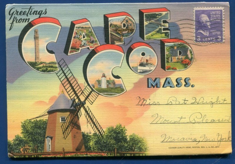 Cape Cod Massachusetts ma lighthouse long point postcard folder