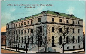 1912 US Federal Cord And Post Office Building Danville Illinois Posted Postcard