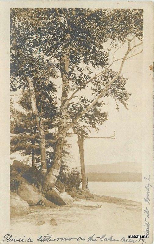 1907 East Hebron New Hampshire Lake View Scene RPPC real photo postcard 5388