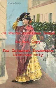 Native Ethnic Culture Costume, Tipos Andaluces, Woman in Dress, Andalusia, Spain