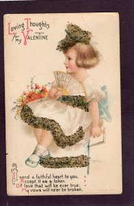 Antique Valentines postcard Loving Thoughts Ellen Clapsaddle -Wolf meh