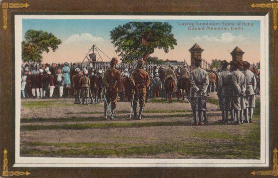 India Coronation Durbar Delhi  Procession Laying Foundation Stone Postcard