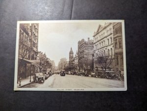 Mint Australia RPPC Postcard Collins Street Melbourne Victoria Street View