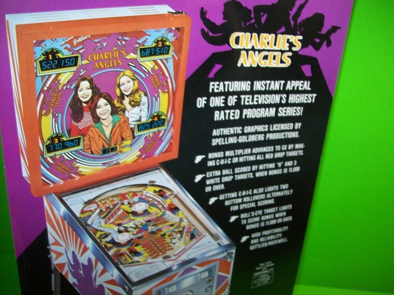 Charlies Angels Pinball Flyer Original Rare One Sided Version Game Art Retro