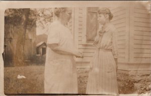 RPPC Two Ladies Momma and Daughter Photo in Yard c1910 Postcard F26