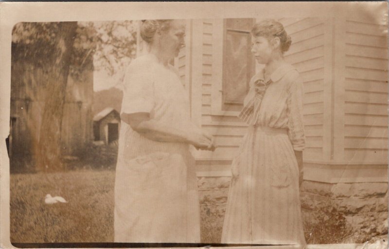 RPPC Two Ladies Momma and Daughter Photo in Yard c1910 Postcard F26