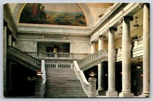 Interior~Stiarway Utah State Capitol Salt Lake City~Vintage Postcard