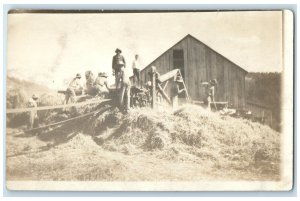 c1910's Threshing Farming Equipment Farmers Posted Antique RPPC Photo Postcard