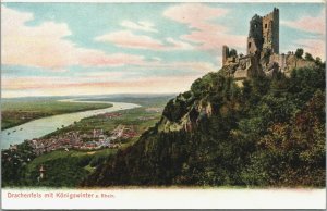 Germany Drachenfels mit Königswinter an Rhein Vintage Postcard 03.60