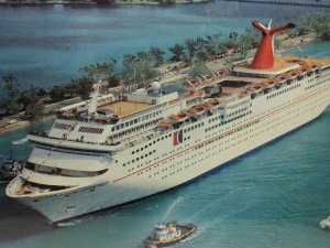 Carnival Fantasy Cruise Liner Fun Ship Vintage Postcard Bahamas USA