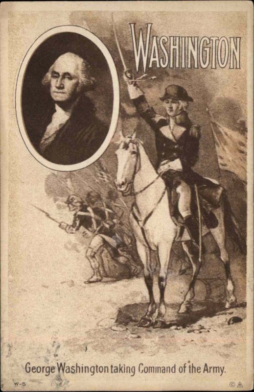 George Washington Taking Command of Army American History c1910 Postcard