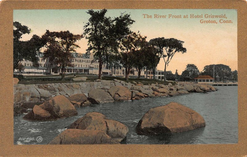 River Front at Hotel Griswold, Groton, Connecticut, Early Postcard, Unused