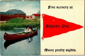 Pennant, Fine Scenery at Atlantic City NJ Vintage Postcard D63