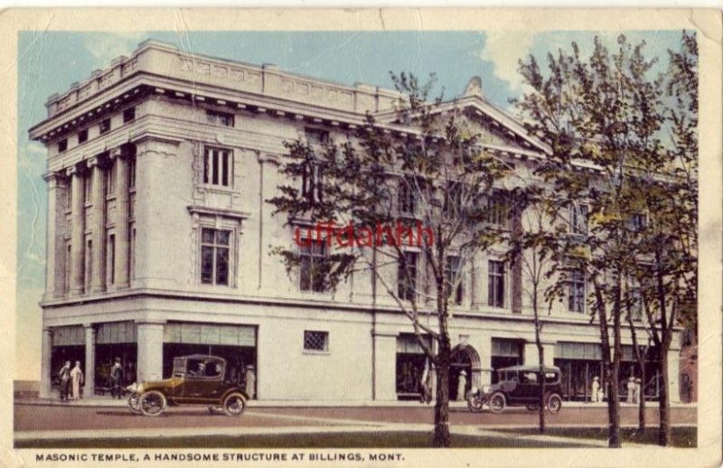 Masonic Temple, a Handsome Structure at Billings, MT 1920 United