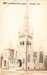 Elkhart Indiana First Congregational Church Real Photo Vintage Postcard AA54579