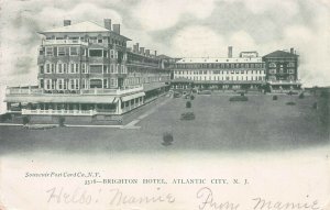 Brighton Hotel, Atlantic City, New Jersey, Early Postcard, Used in 1906